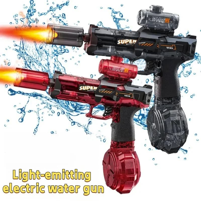 New Electric Water Gun With light Sprays Flame Effect Continuously High-pressure High-speed Powerful Outdoor Water Gun Toys