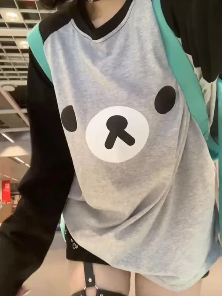 Deeptown Kawaii Anime Women T-shirts Oversize Cute Japanese Harajuku Lolita Style Long Sleeve Tee Preppy Y2k Graphic Top Fashion