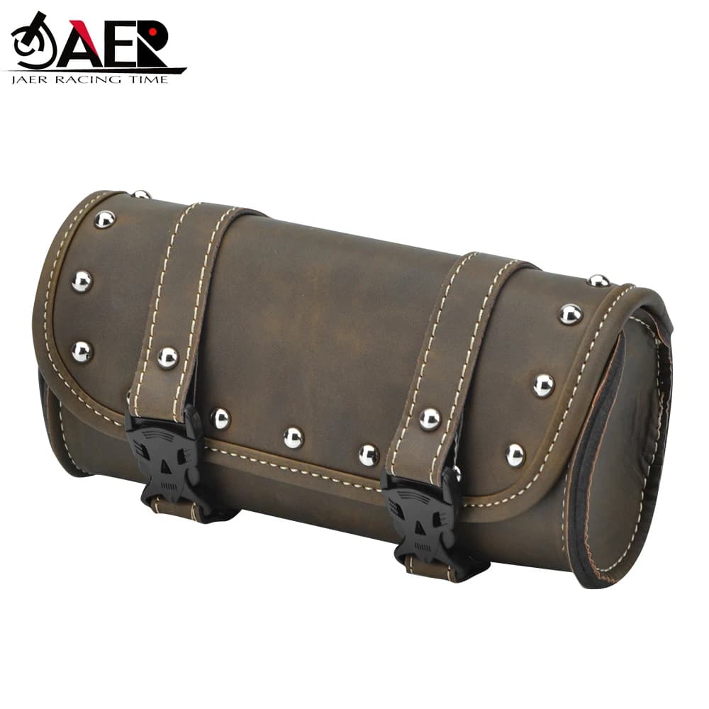 Universal Vintage Motorcycle Saddle Bags PU Leather Motorbike Side Tool Tail Bag Luggage for Harley Honda Yamaha