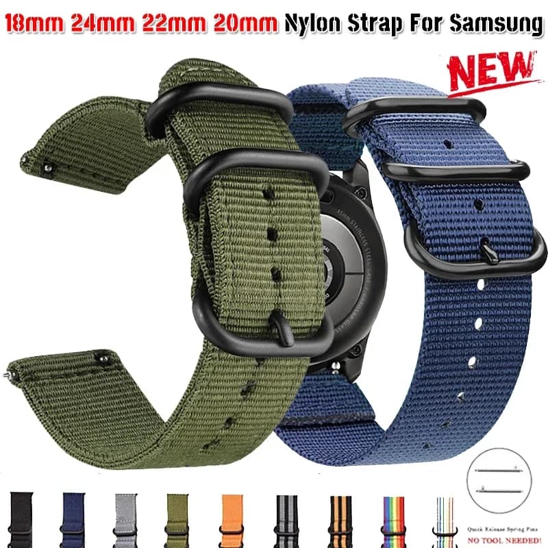 18 22 20 24mm Nylon Strap For Samsung Galaxy 5 4 Pro 3 for Amazfit GTR GTS Huawei GT2 Watch Bracelet Woven SmartWatch Sport Band