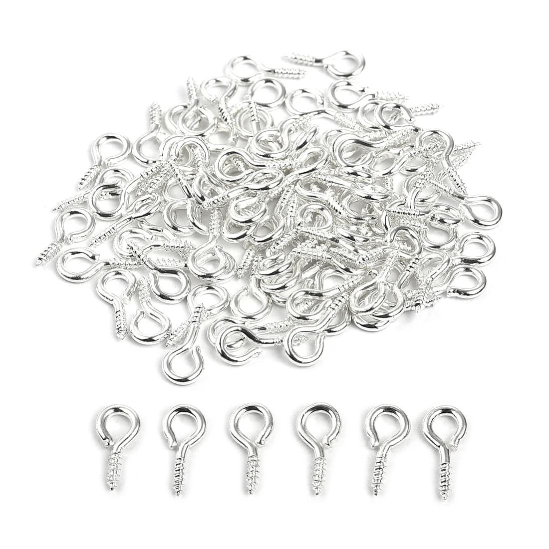 100Pcs Mini Screw Eye Pins For Jewelry Making Eye Pin Eyelets Screw Hooks Threaded Clasp Connector Pendant Accessories Finding