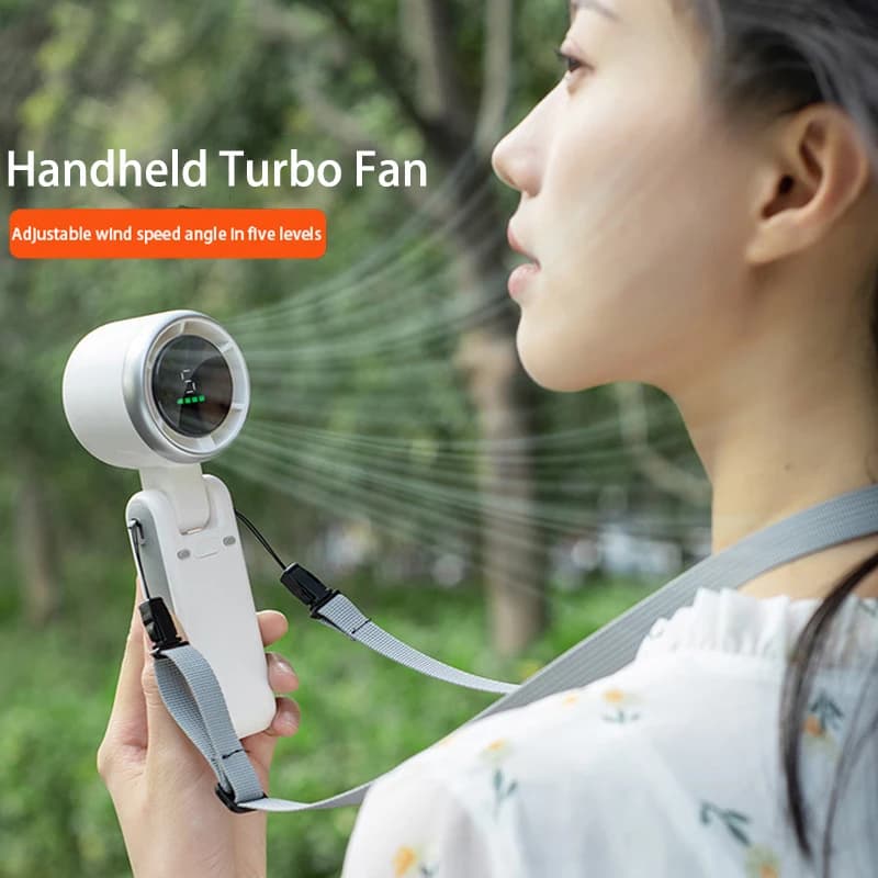 Hanging Neck Outdoor 180 Degree Folding Desktop Mini Electric Fan Hand-held Folding High-speed Powerful Turbo Fan 2025