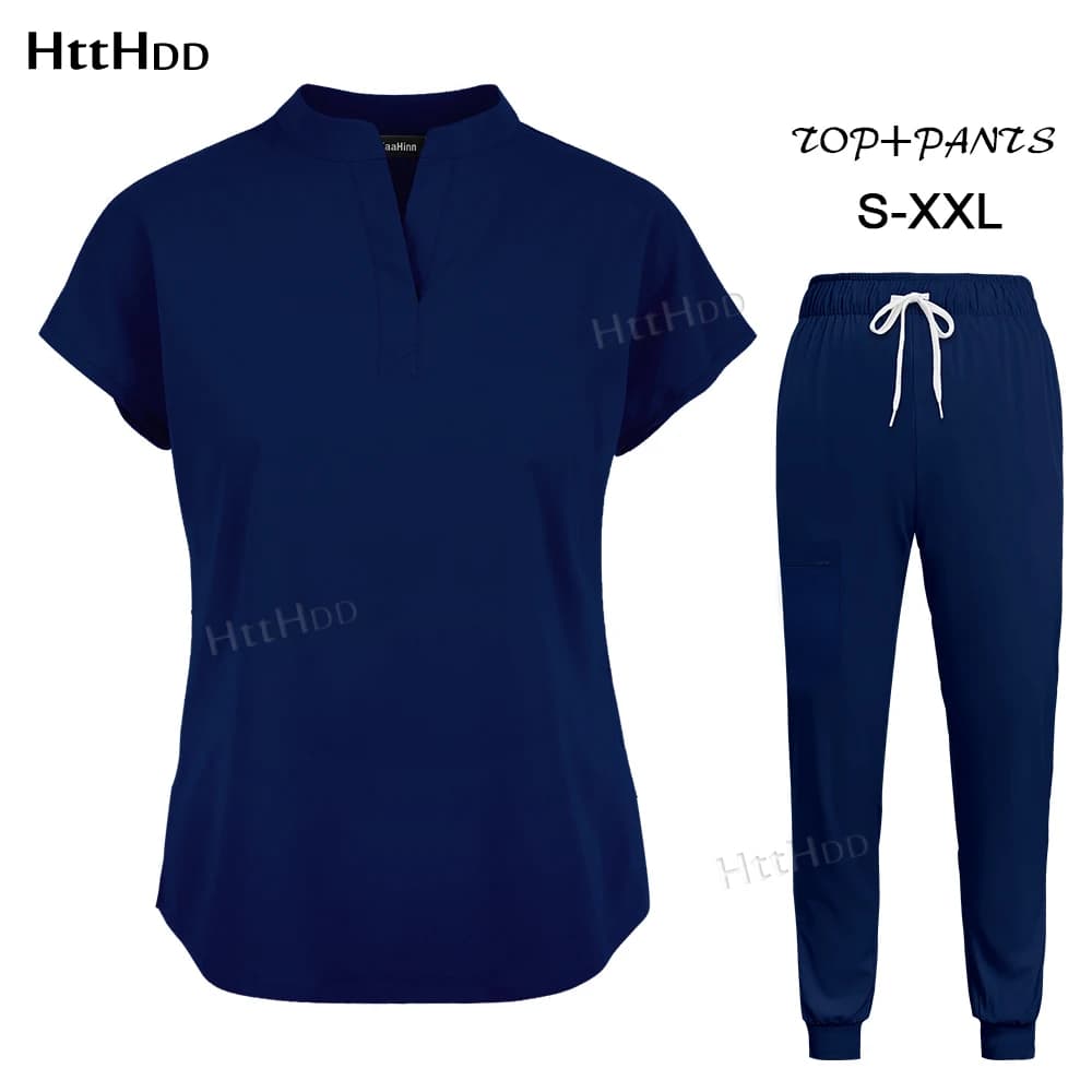 Medical Scrub Joggers Sets Fashion Nurse Uniform Women Men Beauty Salon Healthcare Pharmacy Nursing Scrub Top+pants Suit Uniform