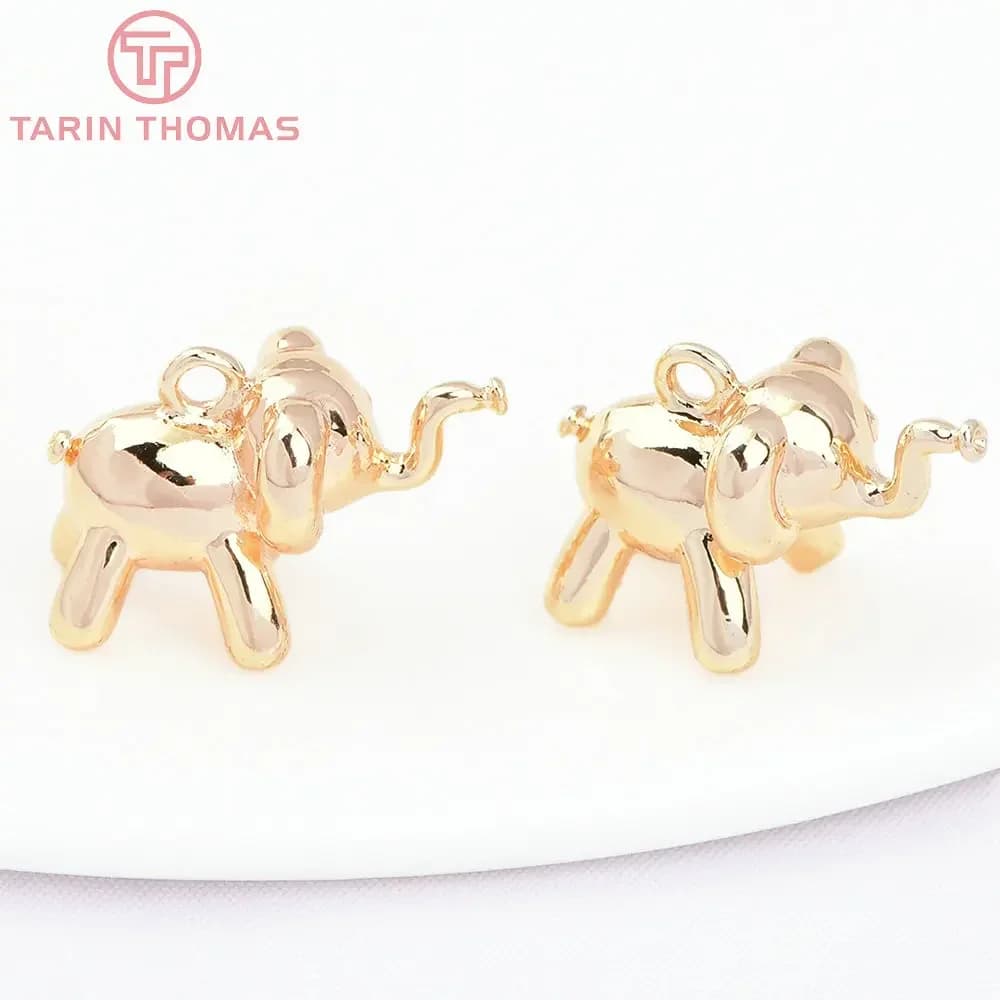 (2164) 6PCS 16x11MM 24K Gold Color Brass Small Elephant Shape Pendants High Quality DIY Jewelry Findings Accessories Wholesales