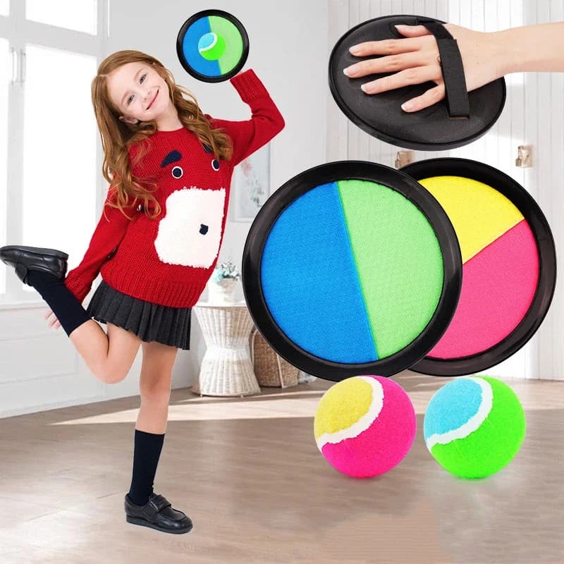 1 Set Sucker Sticky Ball Toy – Outdoor Sports Throw Catch Fun Ball Game for Kids Parent-Child Interactive Outdoor Play Set