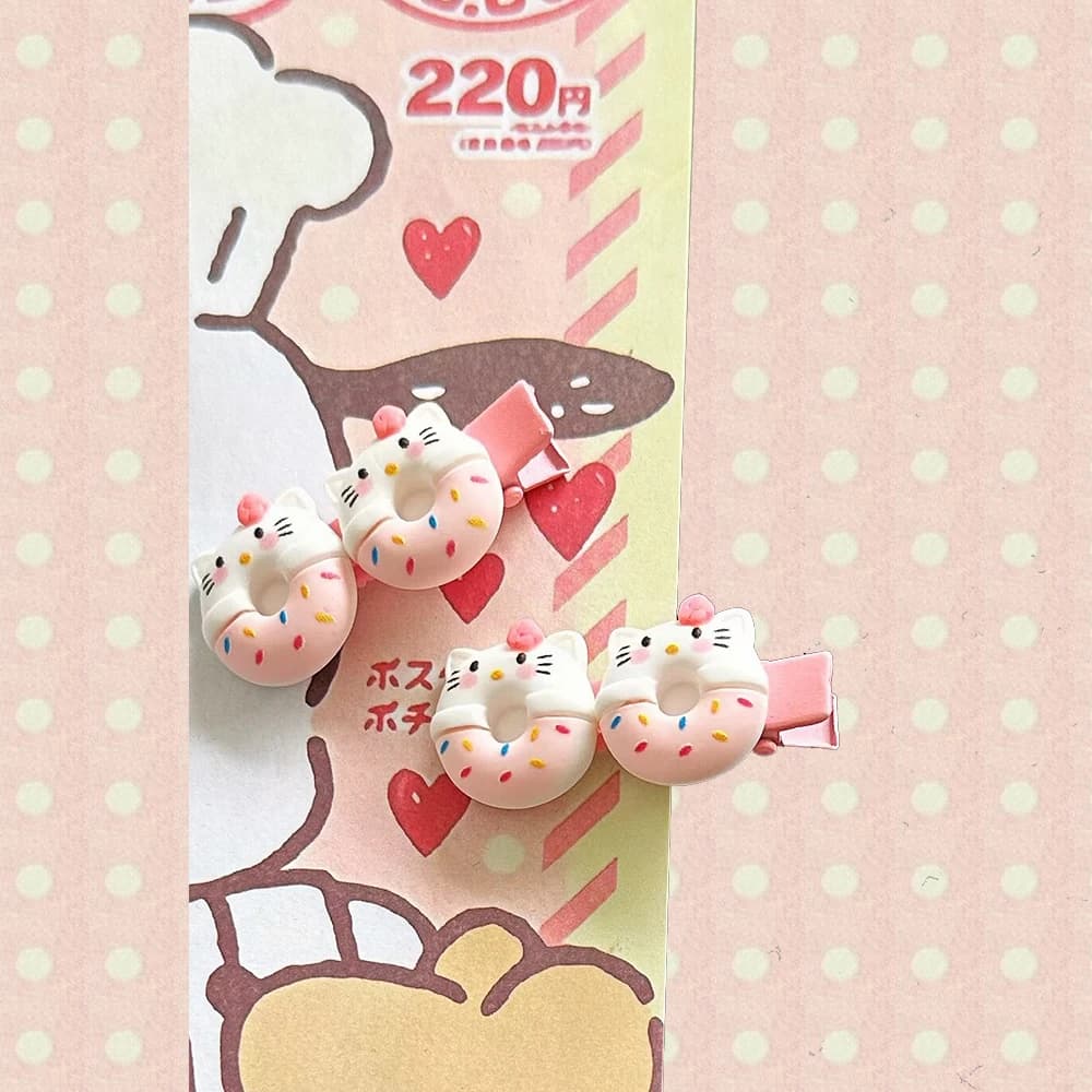 2PCS Kid's Hair Accessories Cute Kitty Duck Beak Clip Sweet Fresh Soft Lovely Girl Wind Side Hairpin Headdress