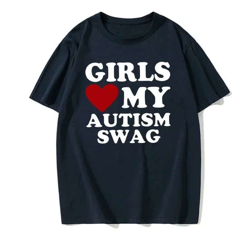 Girls Love My Autism Swag Funny Autistic Boy Gifts Awareness T Shirts Graphic Streetwear Short Sleeve Gifts Ideas T-shirt Men