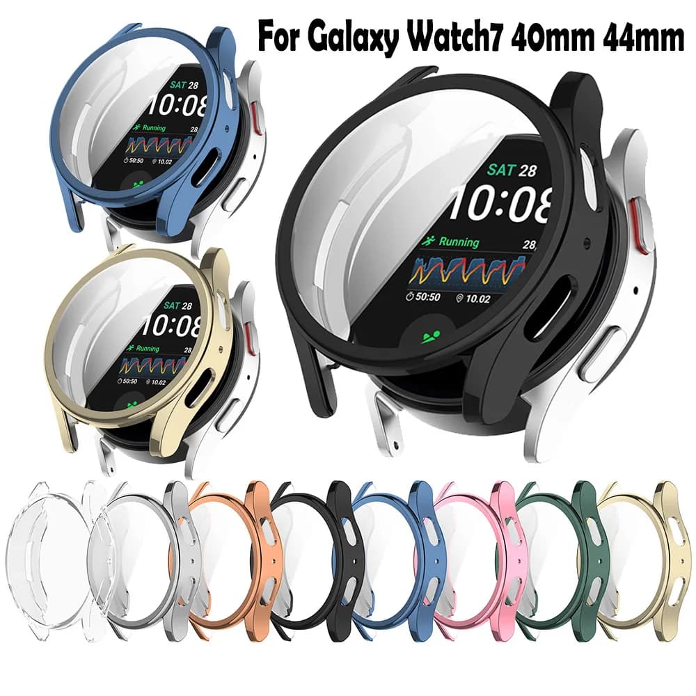 Full Protective Case Cover Shell For Samsung Galaxy Watch 7 40mm 44mm SmartWatch Accessories Frame Cases TPU Screen Protective