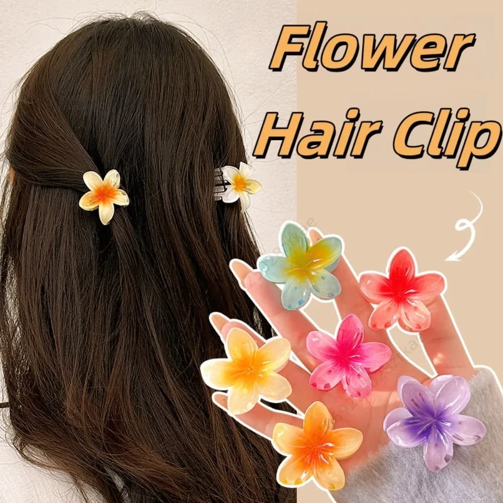 Hawaiian Gradient Hair Clips Flower Hair Claw Mini Fashion Head Wear Hairpin for Women Baby Girls Crab Barrette Hair Accessories