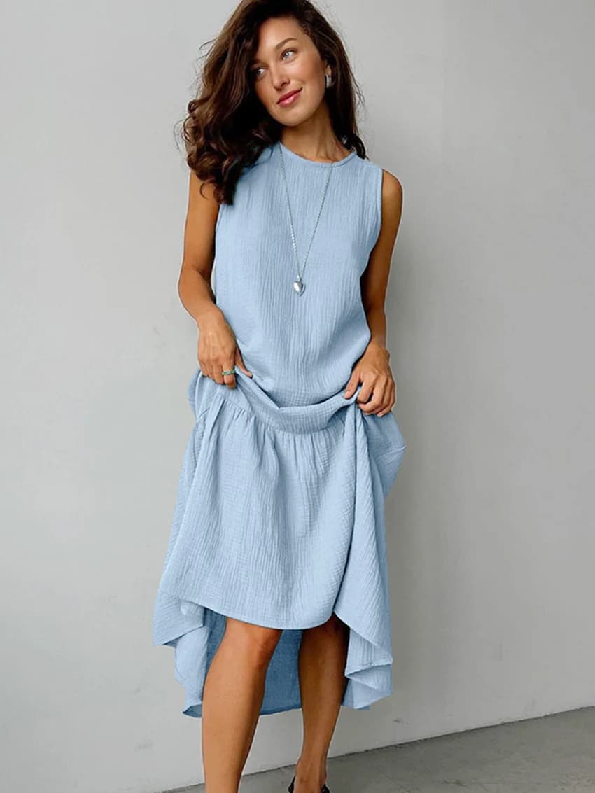 Marthaqiqi Cotton Female Nightgowns O-Neck Sleepwear Sexy Backless Nightwear Mid-Calf Dress Casual Summer Home Clothes For Women