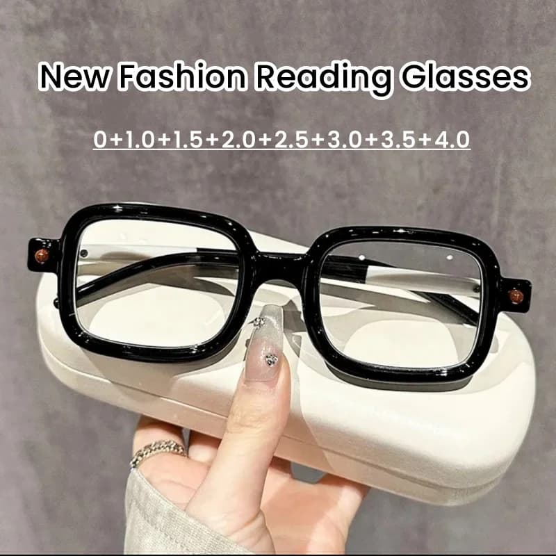Unisex Square Frame Reading Glasses Men Ultralight Anti-blue Light Computer Glasses Women Trend Stylish Presbyopia 0+1.0+1.5+4.0