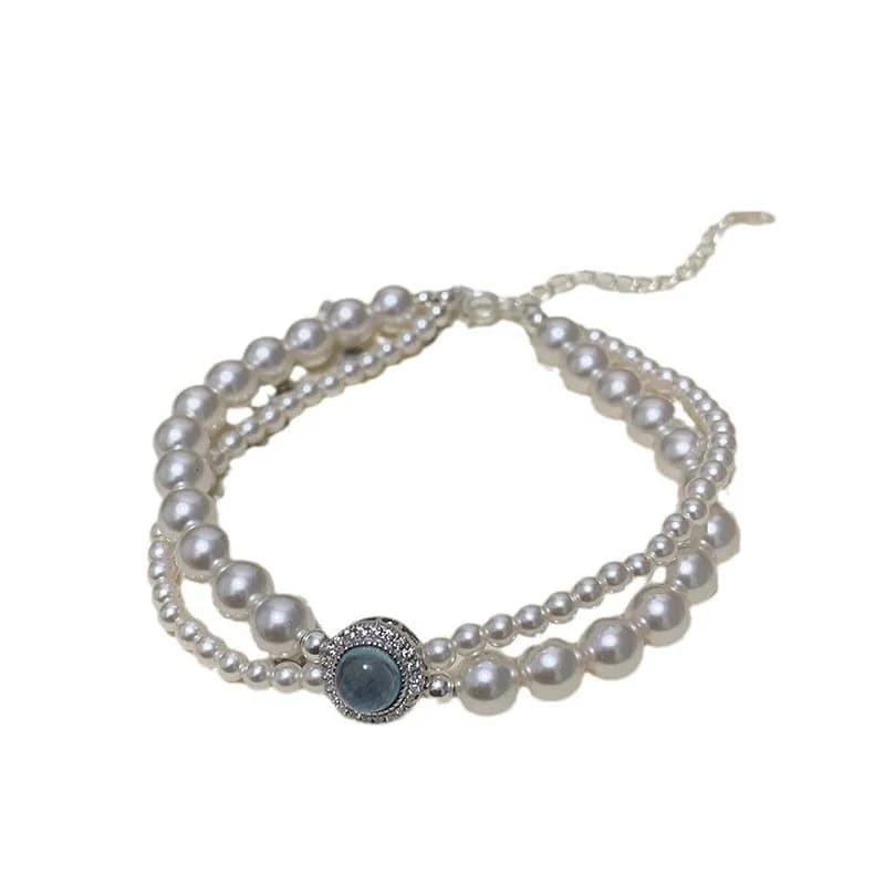 S925 Sterling Silver Pearl Bracelet Double Layered Bracelet