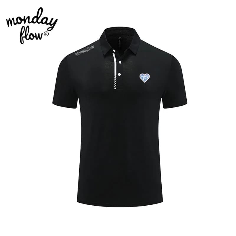 Monday Flow New Men's Golf Shirt Spring Summer Sports Golf Apparel Shorts Sleeve T-shirt Elastic Dry Fit Polo Shirt for Women