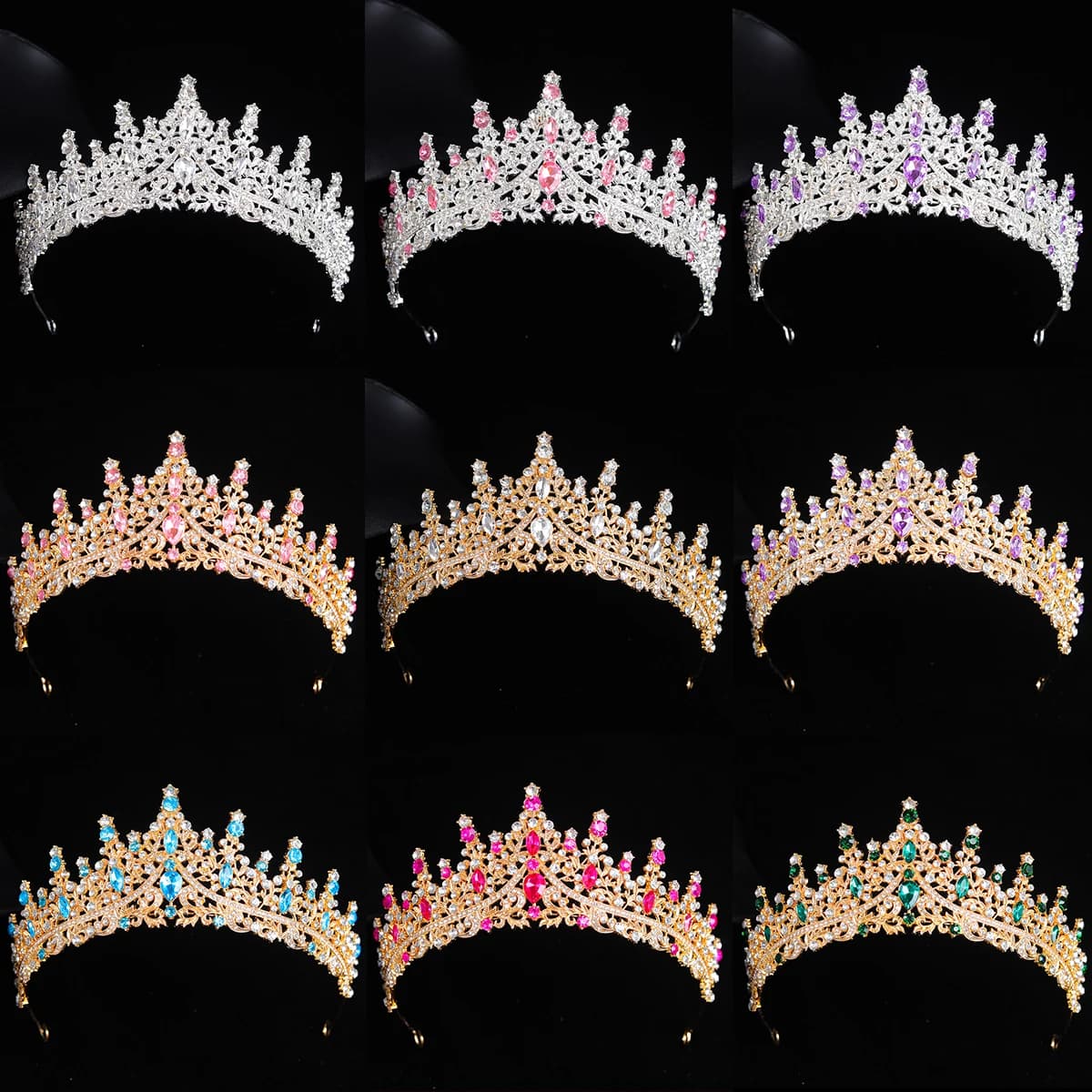 Fashion Gold Silver Color Crystal Rhinestone Tiaras And Crowns For Bride Women Princess Diadems Wedding Hair Accessories
