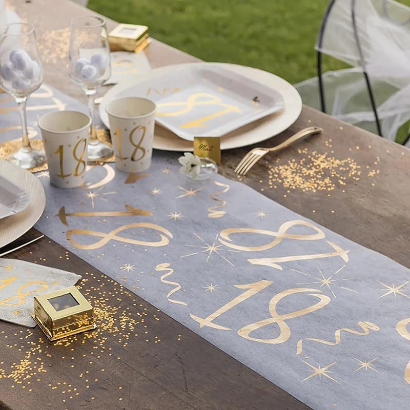 18th Shiny Gold Birthday Table Runner Table Cover Happy Birthday Party Decorations For Adults Home 18st Bithday Table Decor