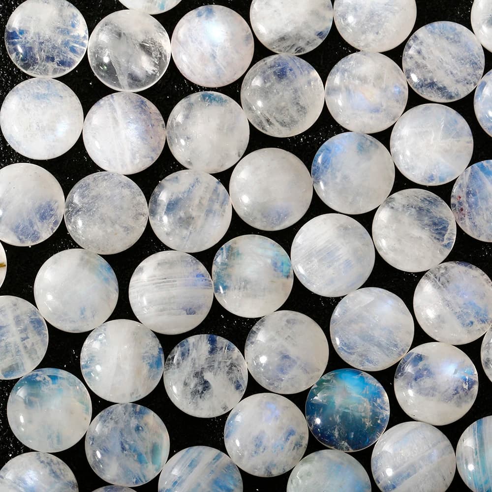Round Cut Natural Moonstone 10x10MM Loose Stones with Blue light Wholesale Decoration Gemstone Jewelry Gift 5 pcs/set