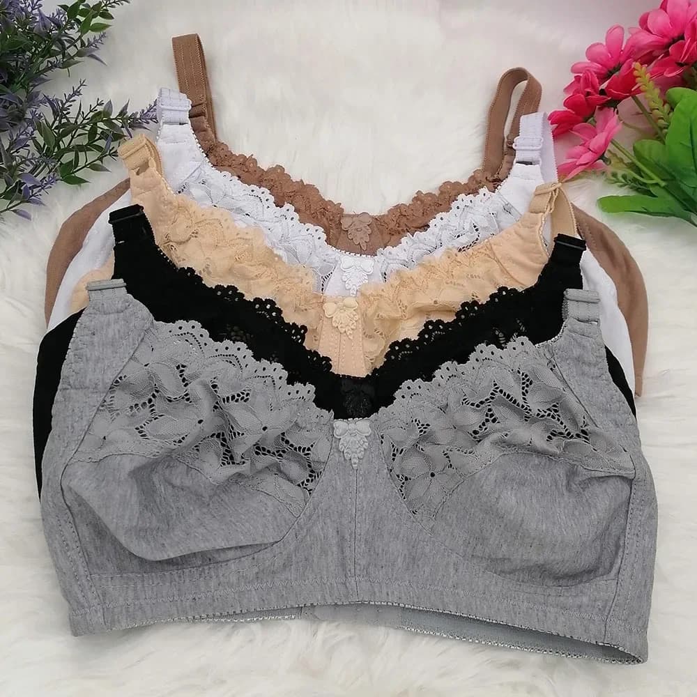 Hollow out lace sexy bra Comfortable Cotton Bras For Women Wireless Bra Plus Size Unlined Breathable Underwear Soft Lingerie C31