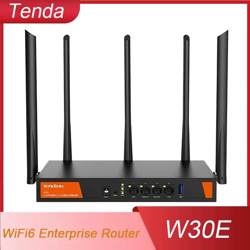 Tenda W30E Wireless WiFi6 Enterprise Router 4*LAN Gigabit 3000Mbps 2.4GHz 5.8GHz USB 5G Access Point Dual Bank 1.7GHz 256MB