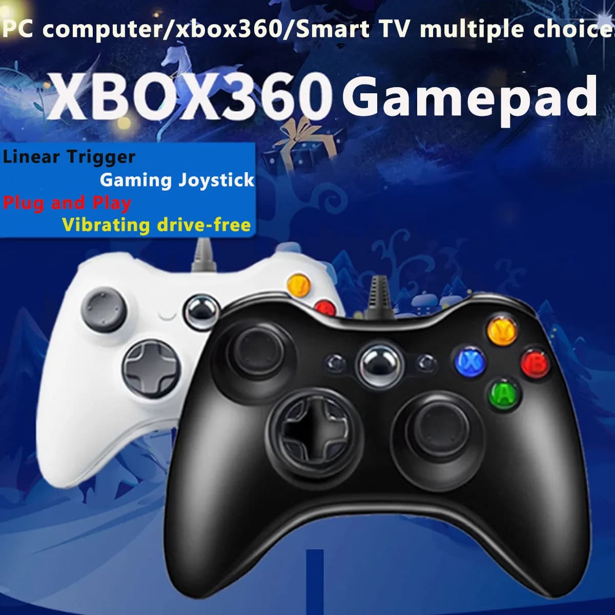 Wireless/Wired Controller For  360 Game Controller with Dual-Vibration Turbo Compatible with  360/360 Slim and PC Window