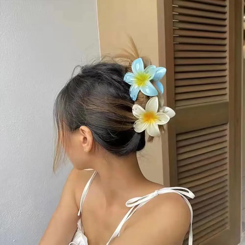 2024 New Vacation Egg Flower Hair Clips Hawaii Beach Claws Bohemian Hairpin for Girls