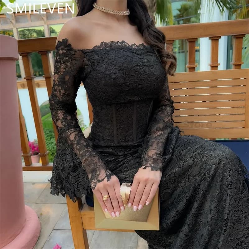 Smileven Mermaid Elegant Lace Applique Prom Dresses Luxury Off Shoulder Formal Occasion Dress Brithday Gift Customized 2025