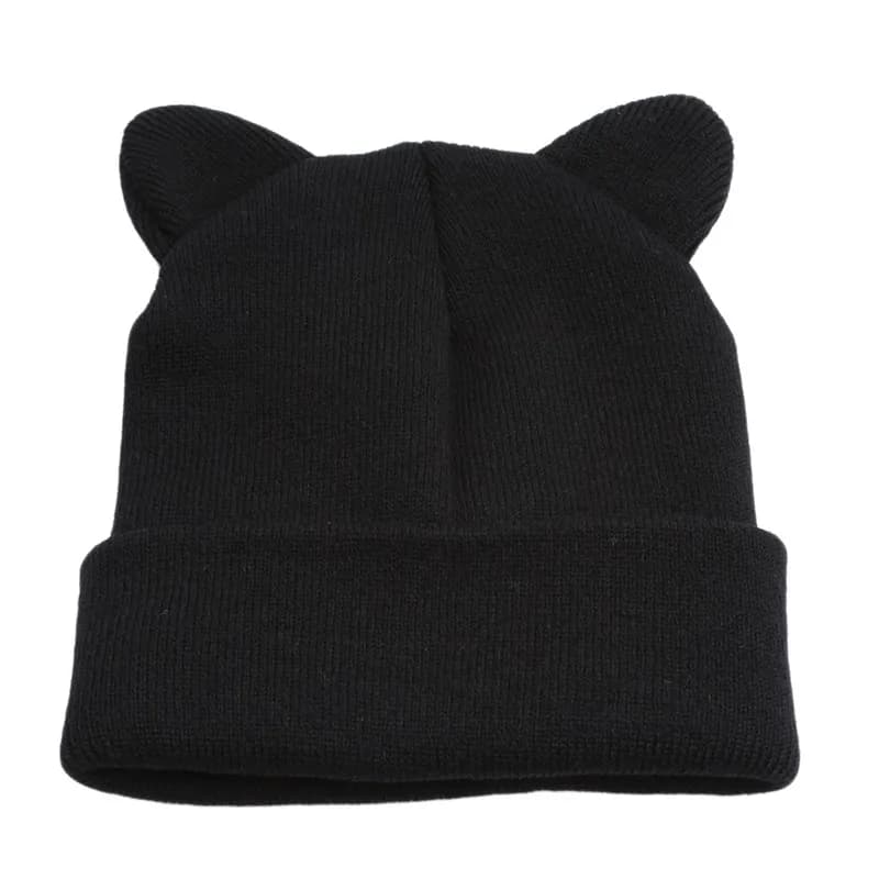 Lovely Warm Winter Casual Skullies Beanies Hat Hot Fashion Design Wool Cap Hat Gray White Cute Cat Ears Knitted Hat 2023