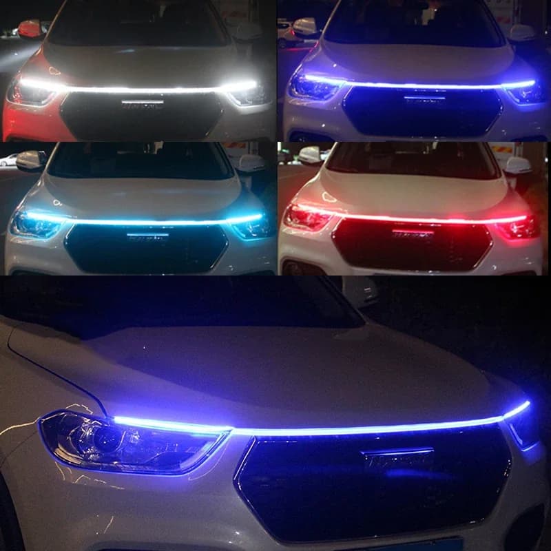 12V LED Daytime Running Light Scan Starting Car Hood Decorative Lights DRL Auto Engine Hood Guide Decorative Ambient Lamp