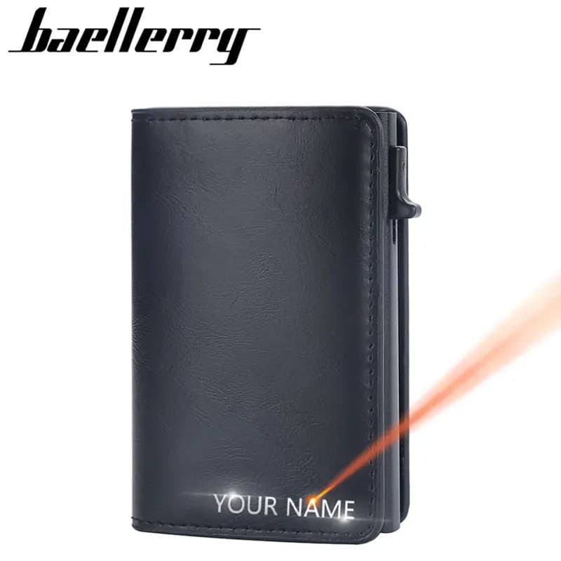 2024 New RFID Short Men Wallets Free Name Engraved Mini Slim Card Holder Brand Male Purses High Quality Men's Popup Wallet