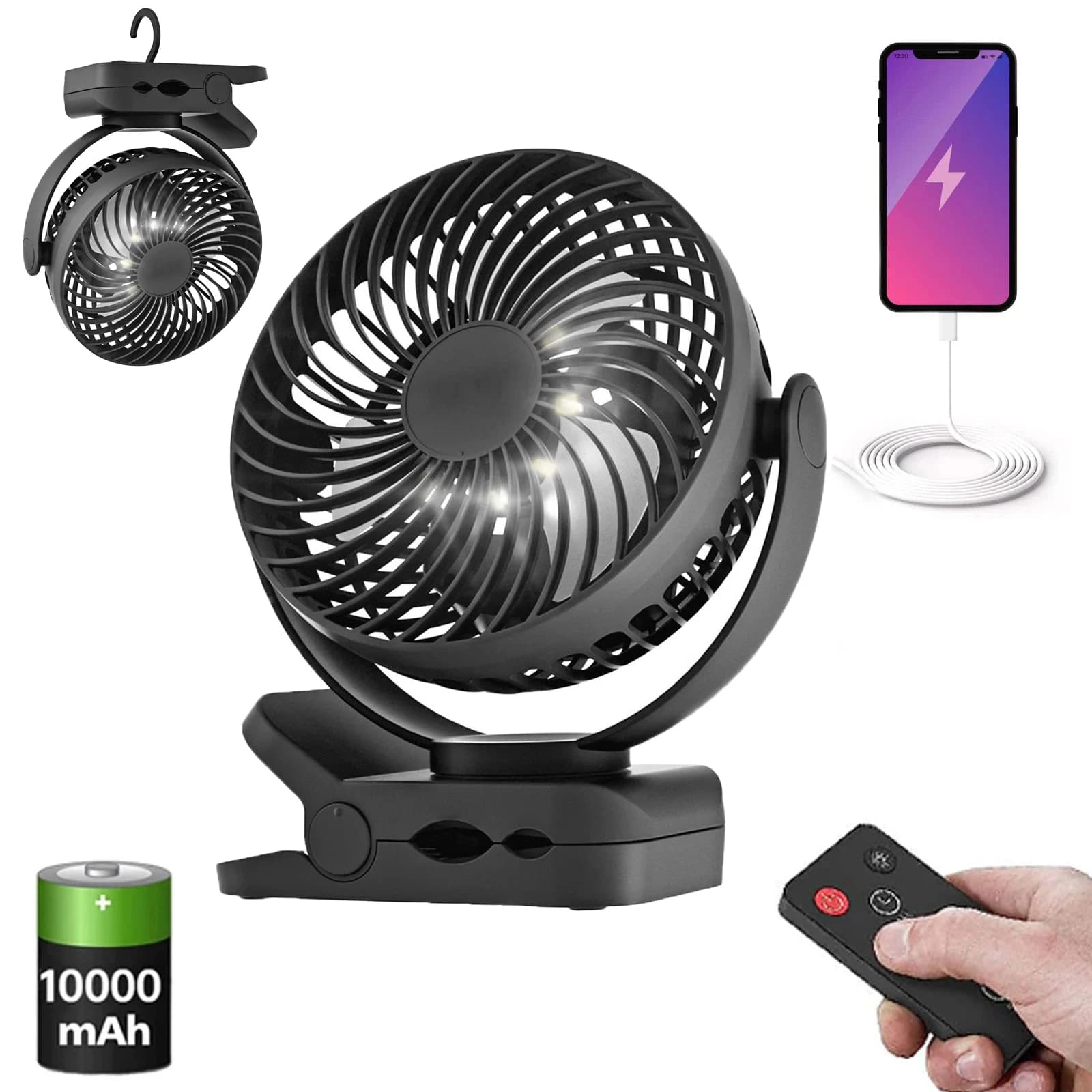 Mini Portable Fan USB Desktop Fan Portable Fan Desktop Office Quiet Cooling Fans 3 Speed  Suitable For Tent Home Outdoor Fan