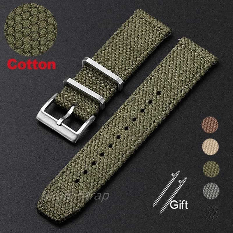 20mm 22mm Nylon Cotton Watch Strap Men's Military Sports Watchband for Seiko for Omega Seamaster Braid Bracelet Quick Release