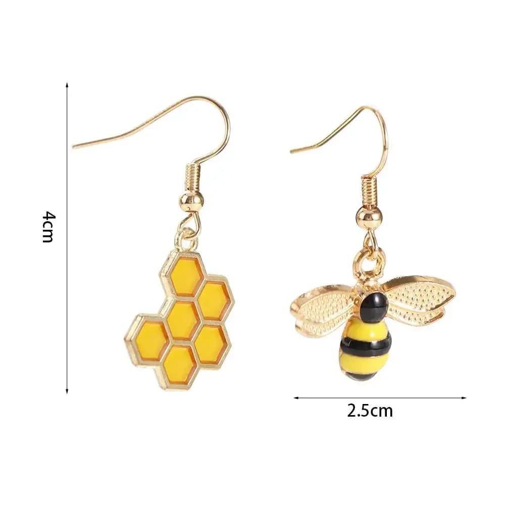Fashion Bee Earrings Asymmetric Structure Honeycomb Earrings Insect Earrings Accessories Daily Wear Party Jewelry Gifts Women