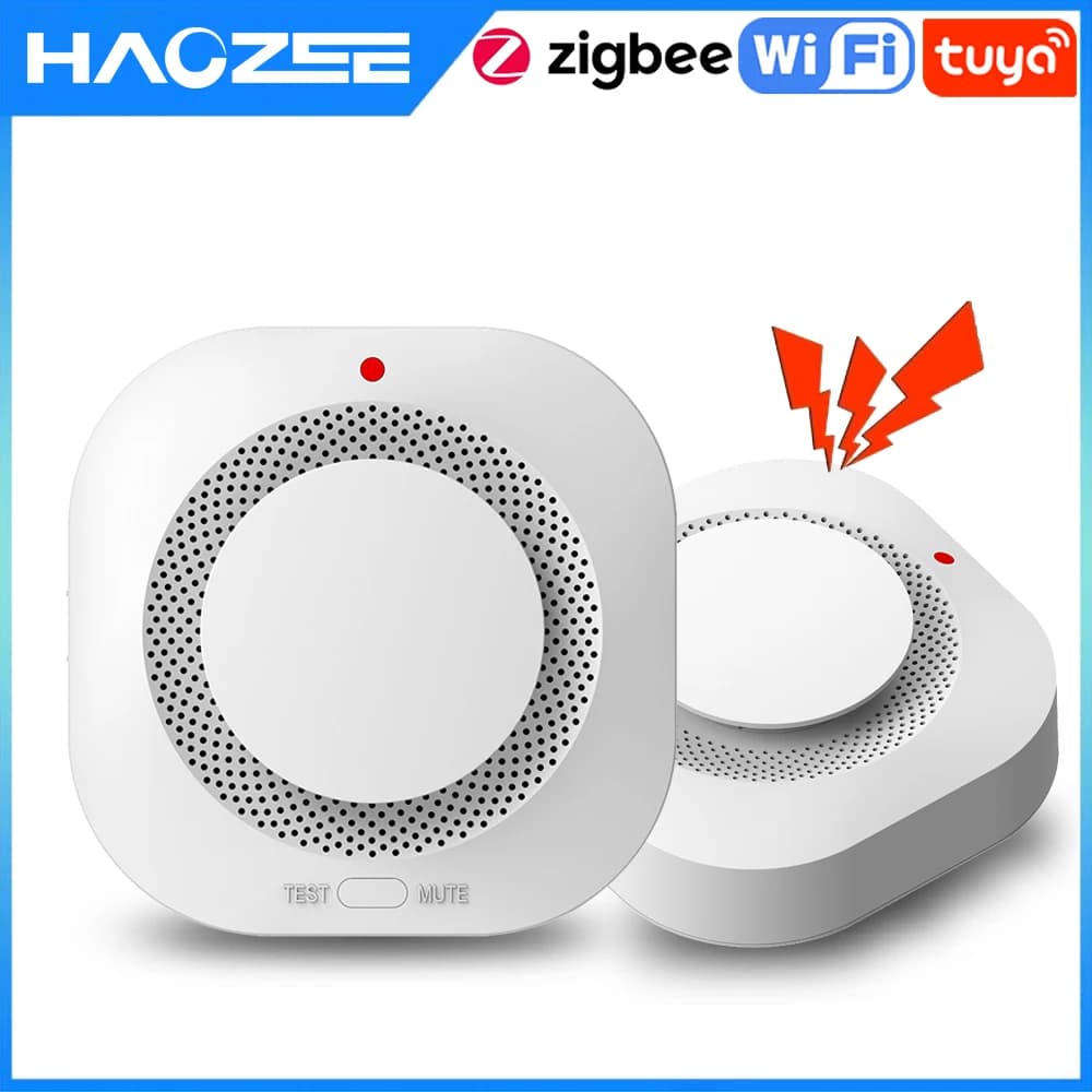 Tuya Smart Zigbee/Wifi Smoke Detector Smart Fire Fire Protection Home Security Alarm Sound Light Alarm APP Control
