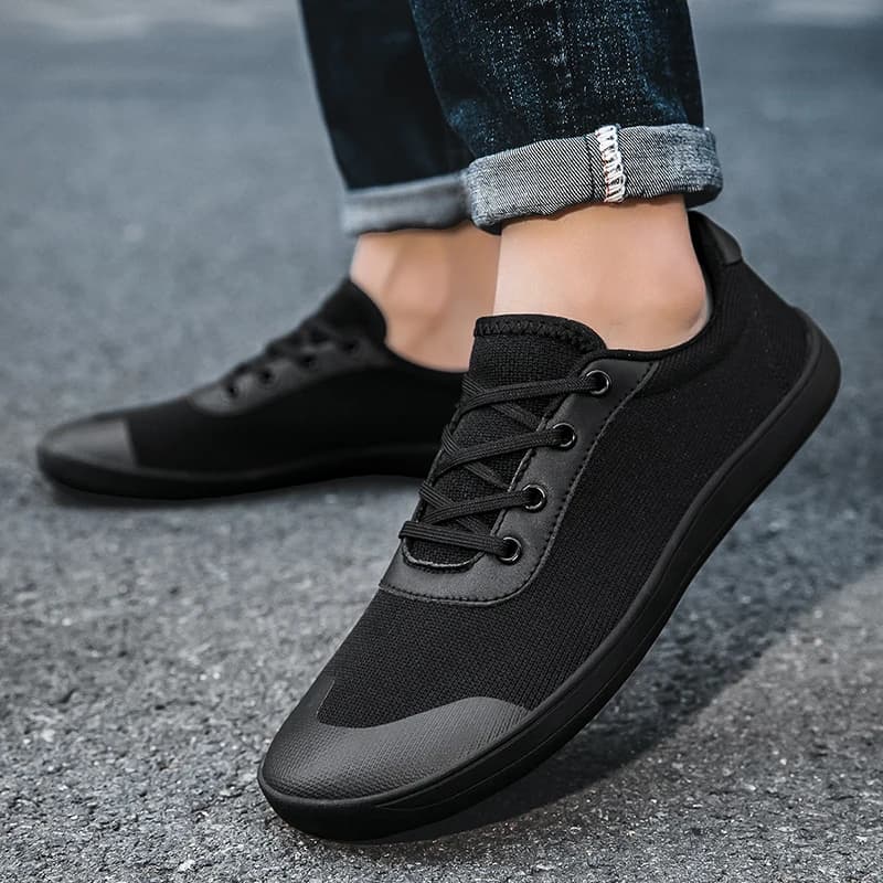 2024PINGKEE wide toe square footed men's simple barefoot shoes with a zero drop sole Crossfit leather sports shoes for men shoes