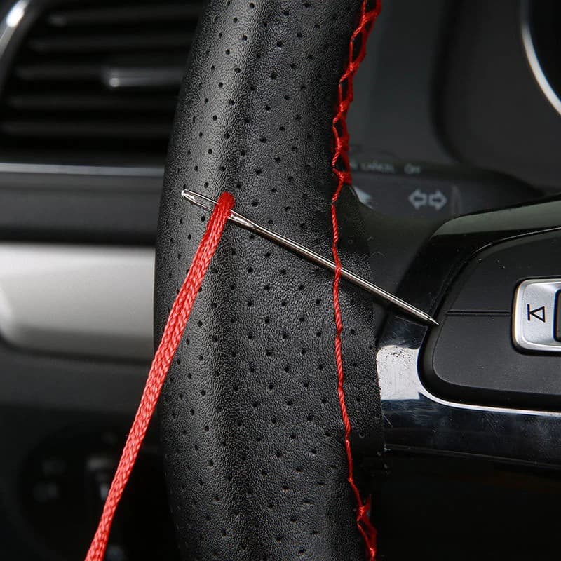 Car Steering Wheel Cover Needles And Braid Thread Artificial Leather Car Covers Suite 3 Color DIY Texture Soft Auto Accessories