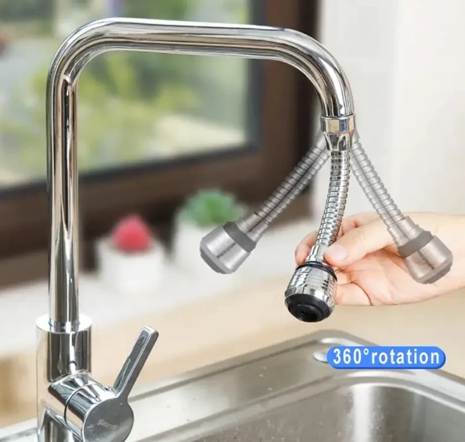 1pc Rotable Foaming Faucet Extender, Stainless Steel Elastic, 360 Degree Rotation For Faucet Extension Home Furnishings