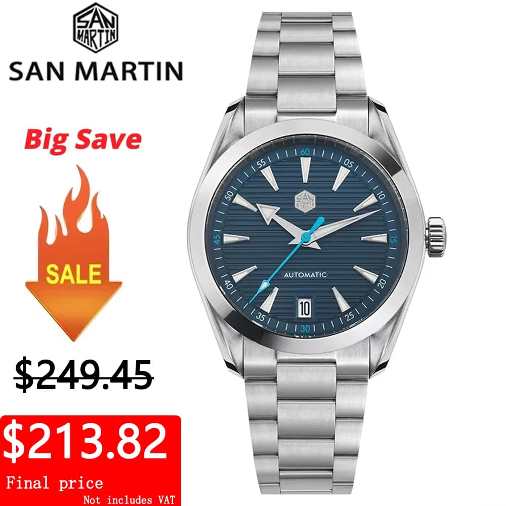 San Martin 38mm Chronometer Men Watch SN0113W V2 NH35 Automatic Movement Sapphire BGW9 Luminous Waterproof 100m Watches