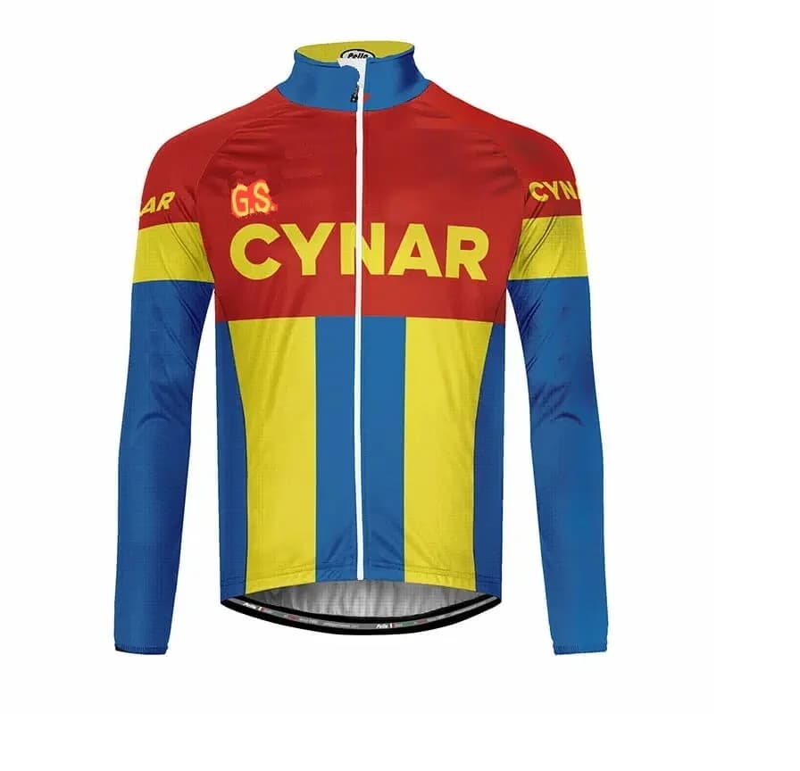 CYNAR Team Retro Men Winter Fleece Thermal Cycling Jerseys Long Sleeve Racing Bicycle Clothing Maillot Ropa Ciclismo