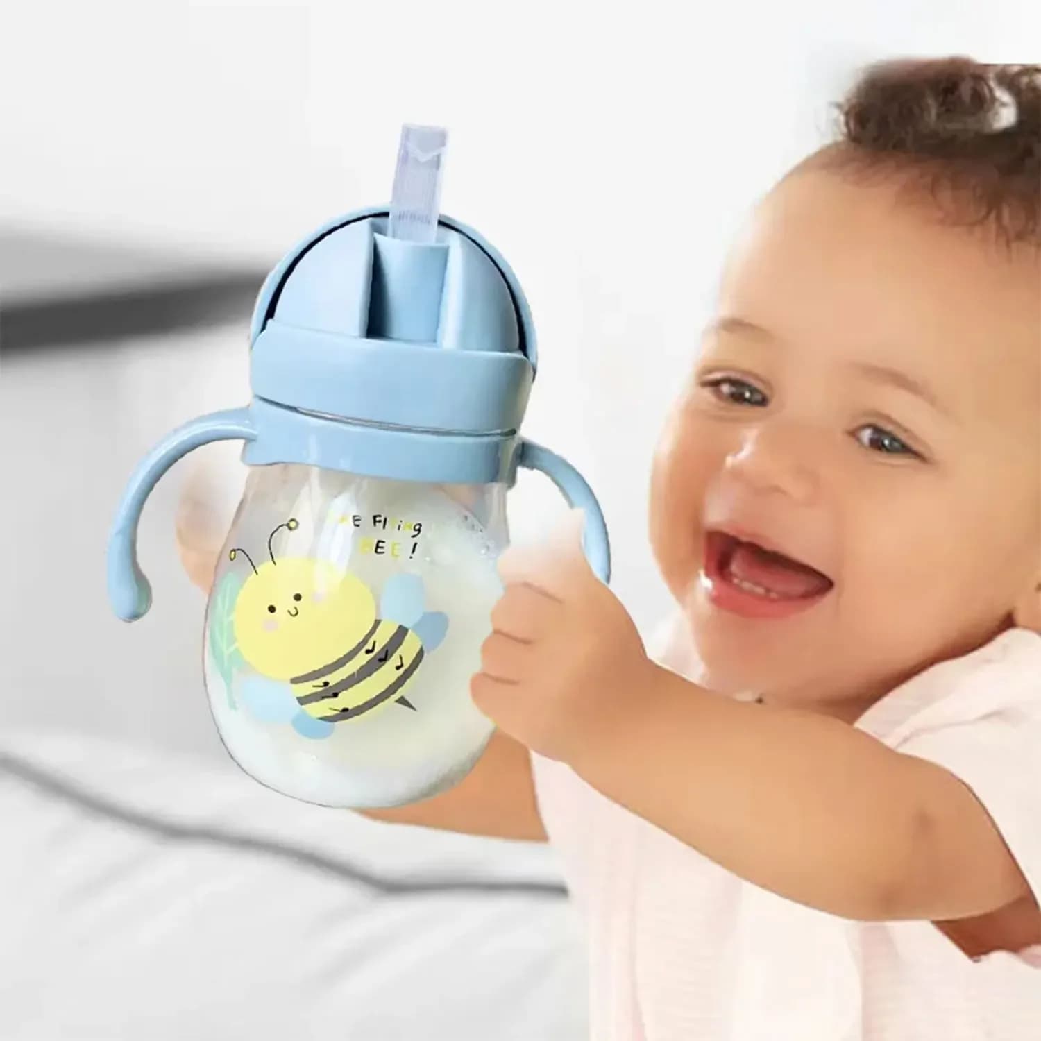 Cute Anti-Choking Duck Sippy Cup 350/250ml Gravity Ball Water Bottle for Kindergarten Children Baby Drinking Straw Cup