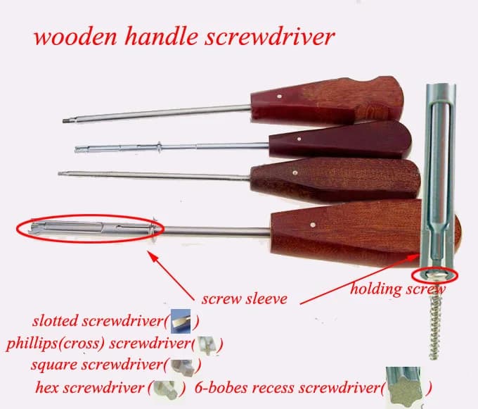 Medical orthopedics instrument stainless steel screwdriver wooden handle with screw sleeve for surgical&vet use instrument