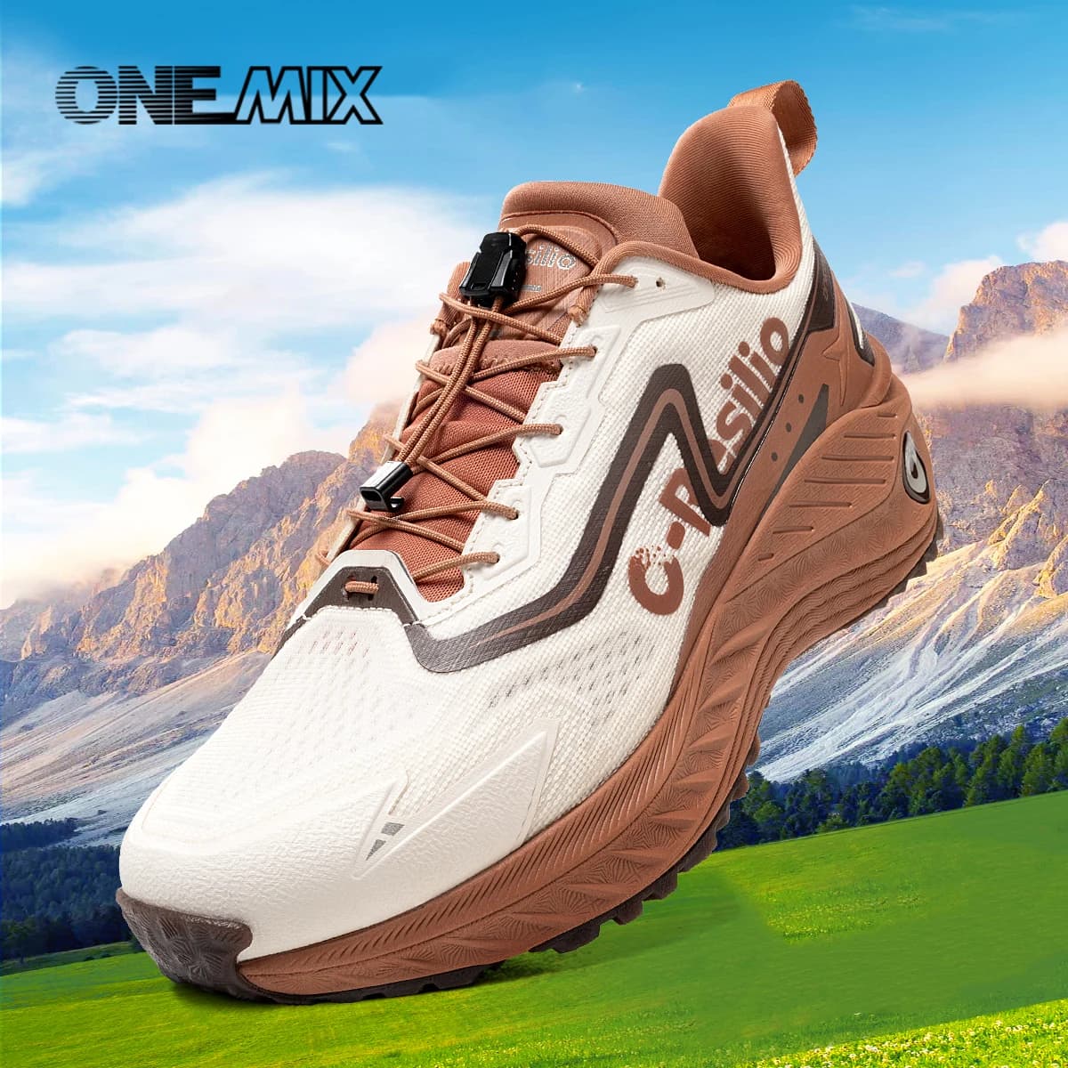 ONEMIX Hiking Trekking Road Casual Jogging Shoes Men Trail Running Shoes Outdoor Mountain Anti-slip Camping Trekking Sneakers