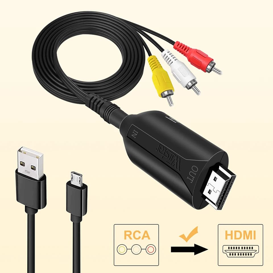 Video Adapter RCA AV to HDMI Converter Adapter RCA AV CVBS L/R TO HDMI Video 1080P AV2HD New Arrival Cable length 70cm/1M