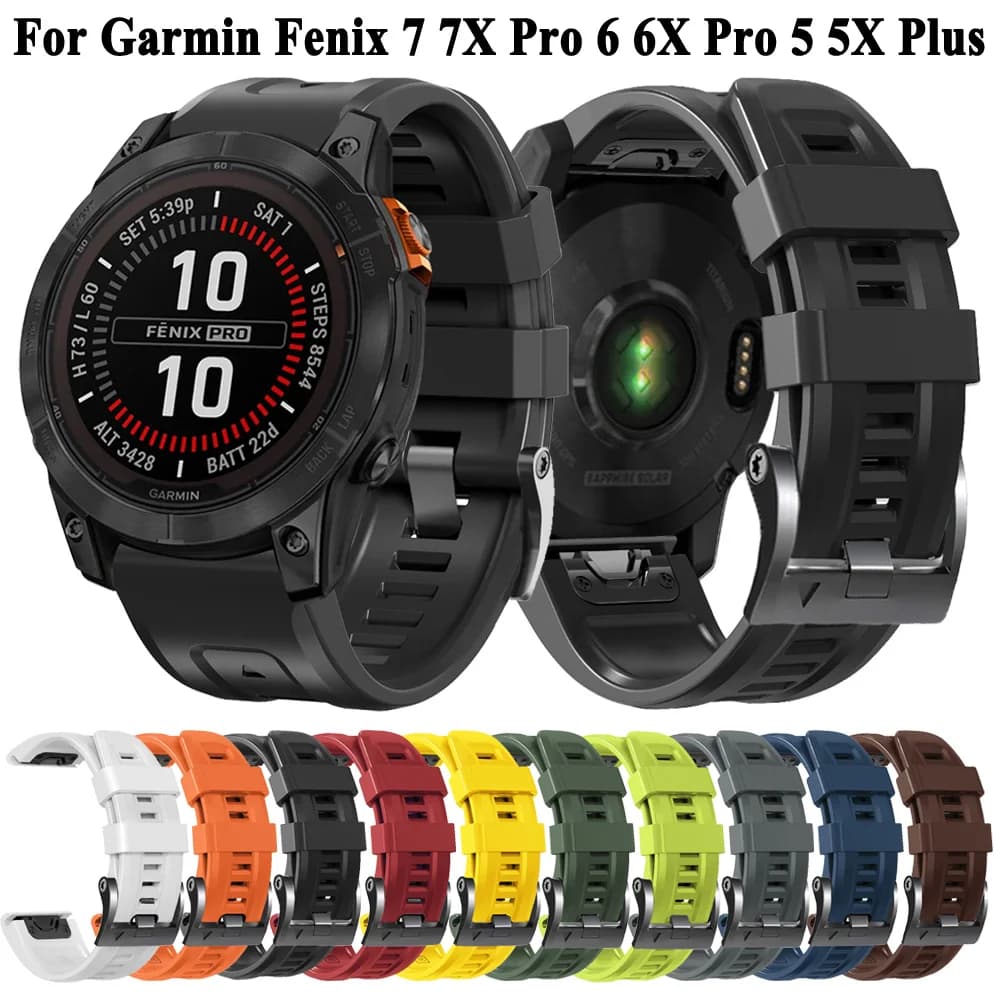 22mm 26mm Silicone Strap For Garmin Fenix 7X 7 6 6X Pro 5 5X Plus Smartwatch Quickfit Watchband Replacement Bracelet Wristband