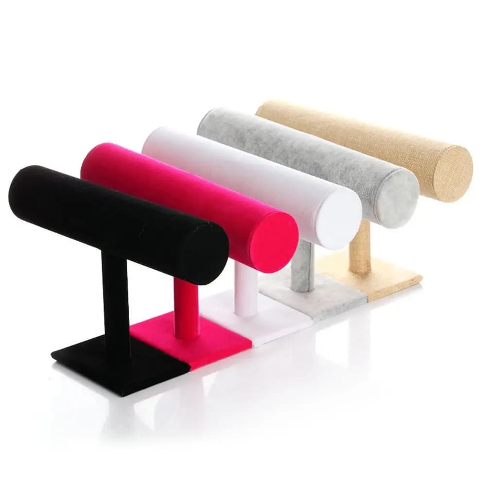 6 Colors Upright Velvet Bracelet Chain Watch Upright Display Rack Jewelry Organizer Hard Jewelry Display Stand Holder