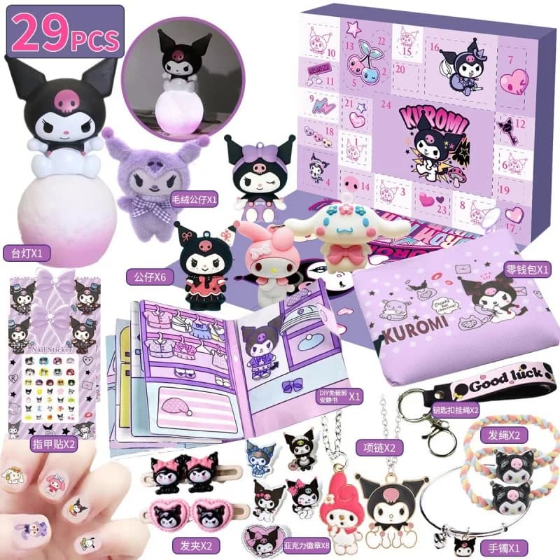 Hot Hello Kitty Kuromi Anime Christmas Calendar Blind Box Advent Figures Halloween Countdown Toys Collectible Gift For Kids Toys
