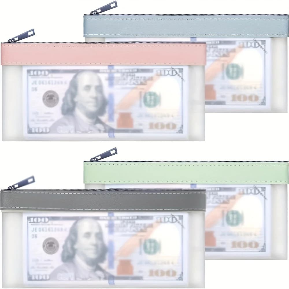 2/4 Pcs Money Pouch, 7.7x3.7 Inch Zippered Money Pouch for Cash, Bank Bags, Money Clips, Coins, Bills and other cash.