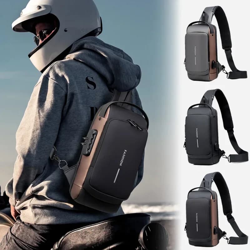 Men's breast bag Casual outdoor running travel fanny pack One shoulder Crossbody sports backpack