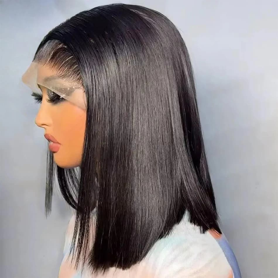 13x4 Bone Straight Bob Wig Lace Front Human Hair Wigs 4x4 Short Bob Wig Lace Frontal Wig 100% Human Hair 200% Density 12 14 Inch