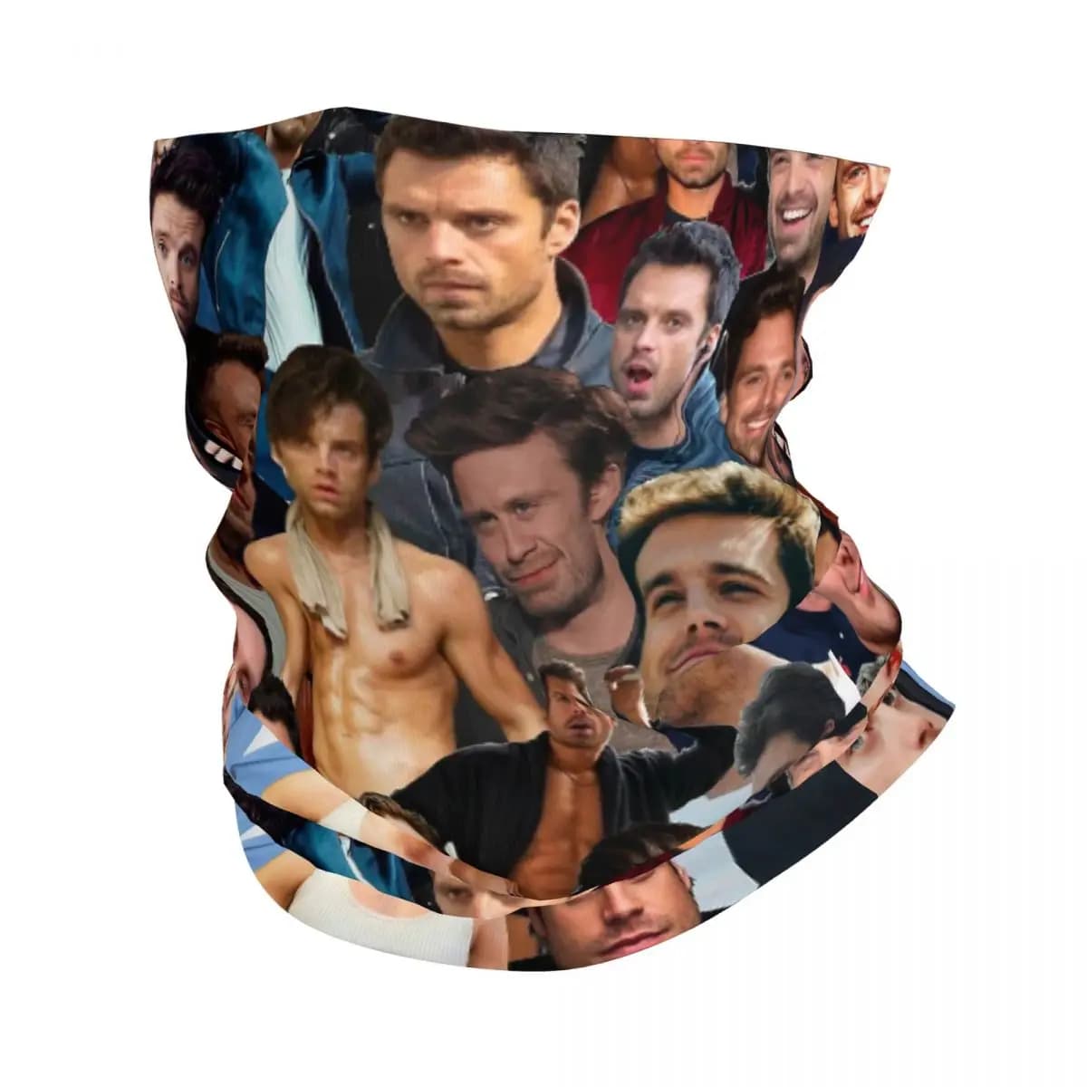 Sebastian Stan Photo Collage Bandana Neck Gaiter Printed Face Scarf Cycling Scarf Hiking Fishing For Men Women Adult Windproof
