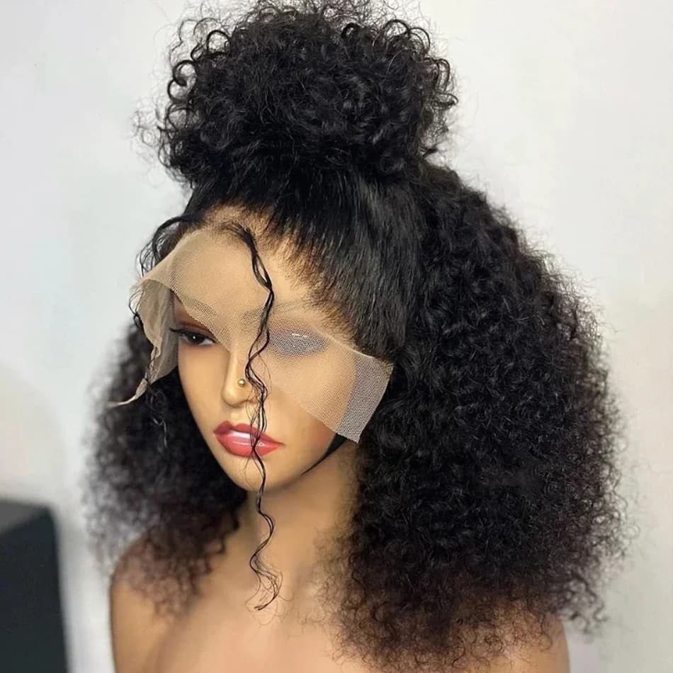 Glueless Wig Short Kinky Curly Bob Wig 12A Malaysian Lace Front Human Hair Wigs Wet And Wavy Water Wave Bob Wig 13x4 Frontal Wig
