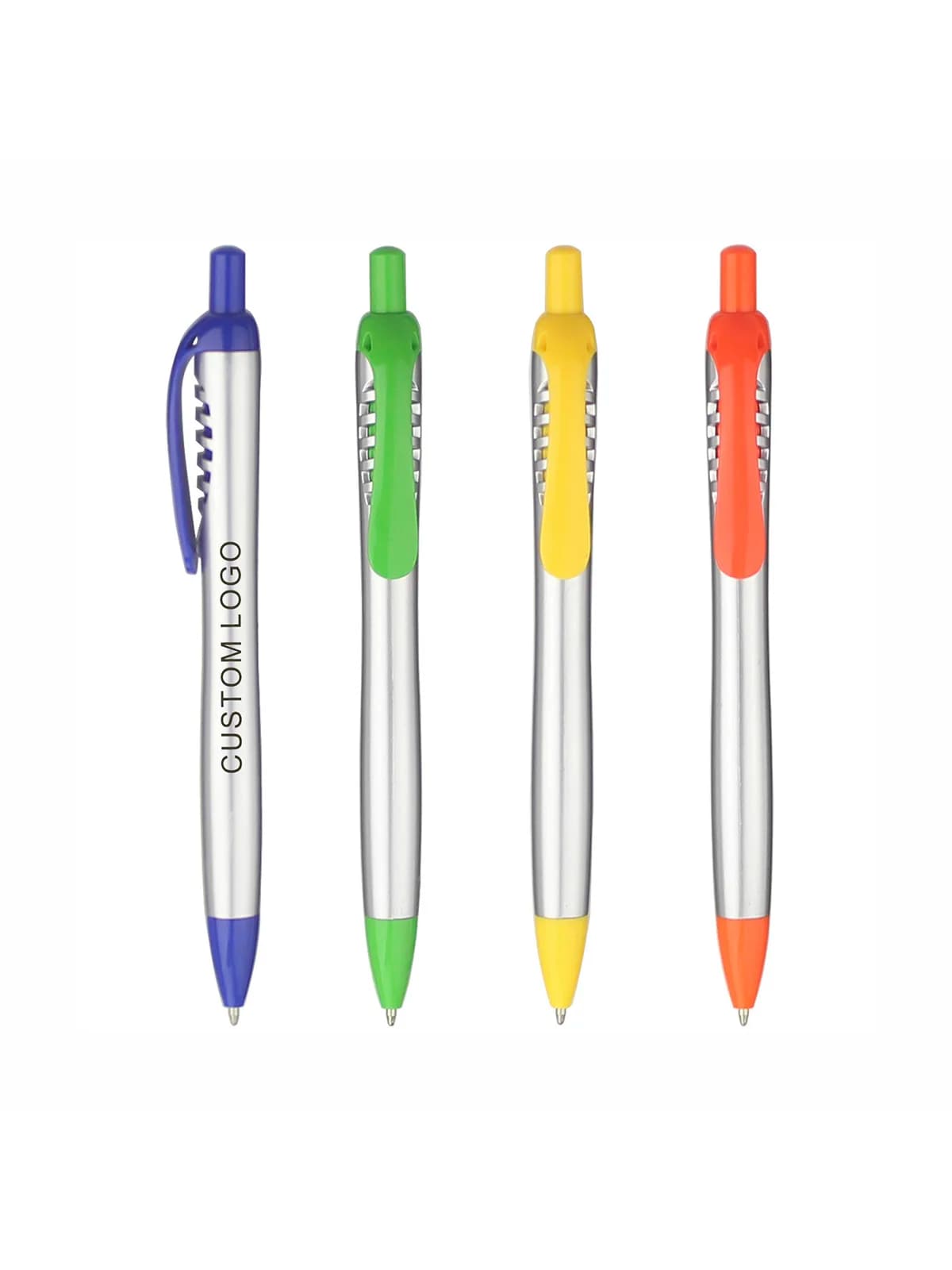 Silver Barrel Plastic Ballpoint Pen Personalized Promotional Ball Pen Custom Pen Logo Mark Gift Pens Wedding Customized Giveaway